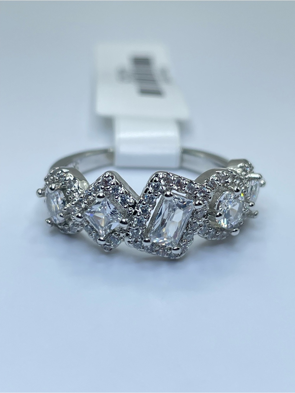 Swarovski Crystal Elements White Swarovski Crystal Art Deco Geometric Ring Sz 8